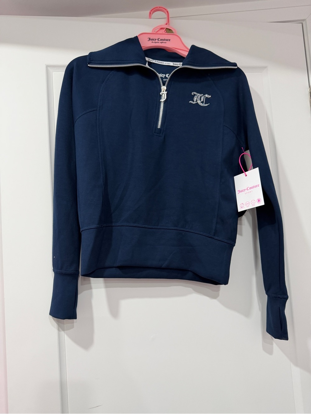 Juicy Couture Navy Blue Half-Zip Sweatshirt & Shorts set